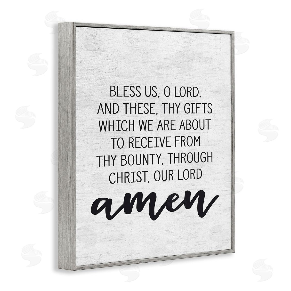 Before Meal Religious Prayer Grey Frame Print Wall Art, Home Decor by Lettered and Lined