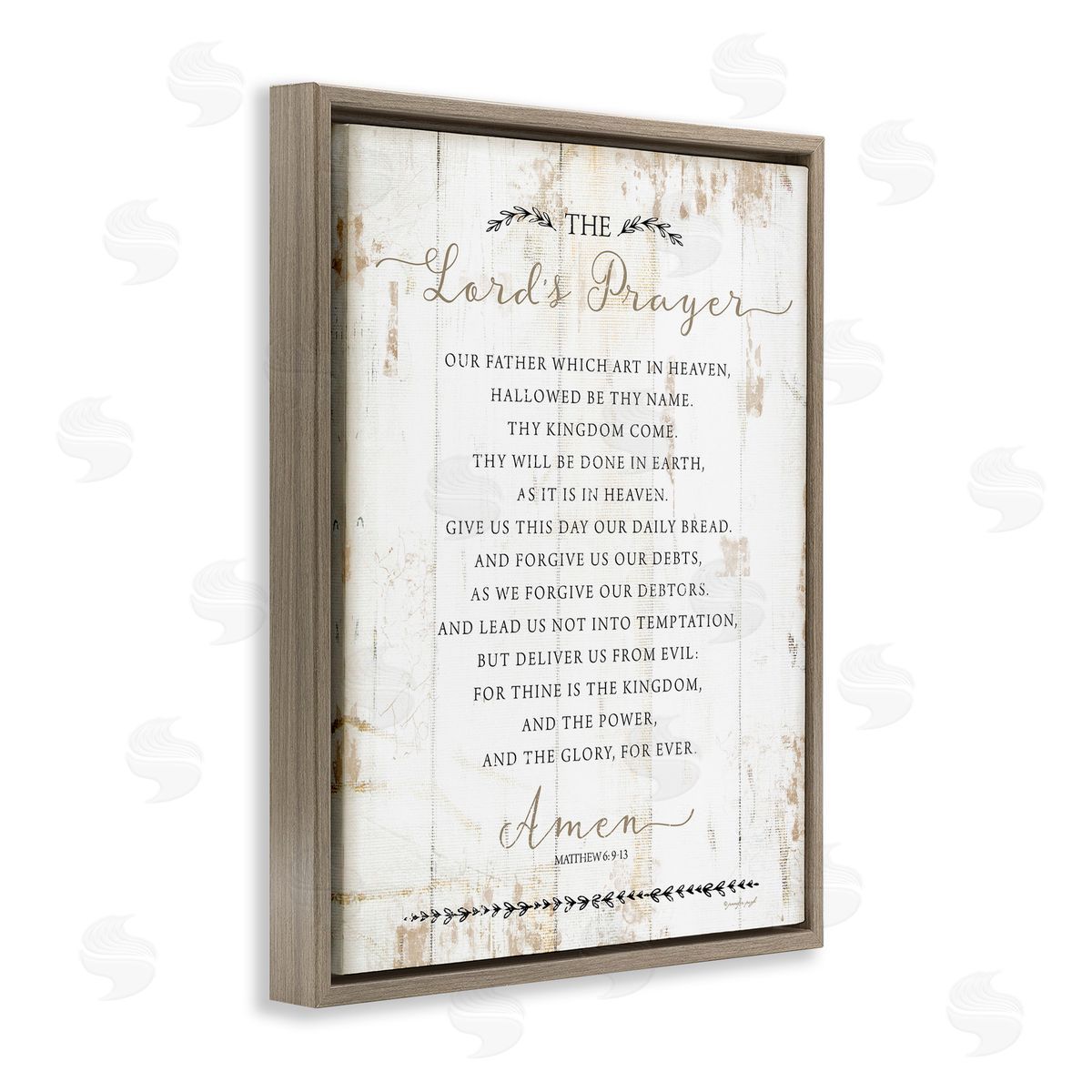 Our Father Rustic Prayer Brown Floating Frame Canvas Wall Art, Home Decor by Jennifer Pugh