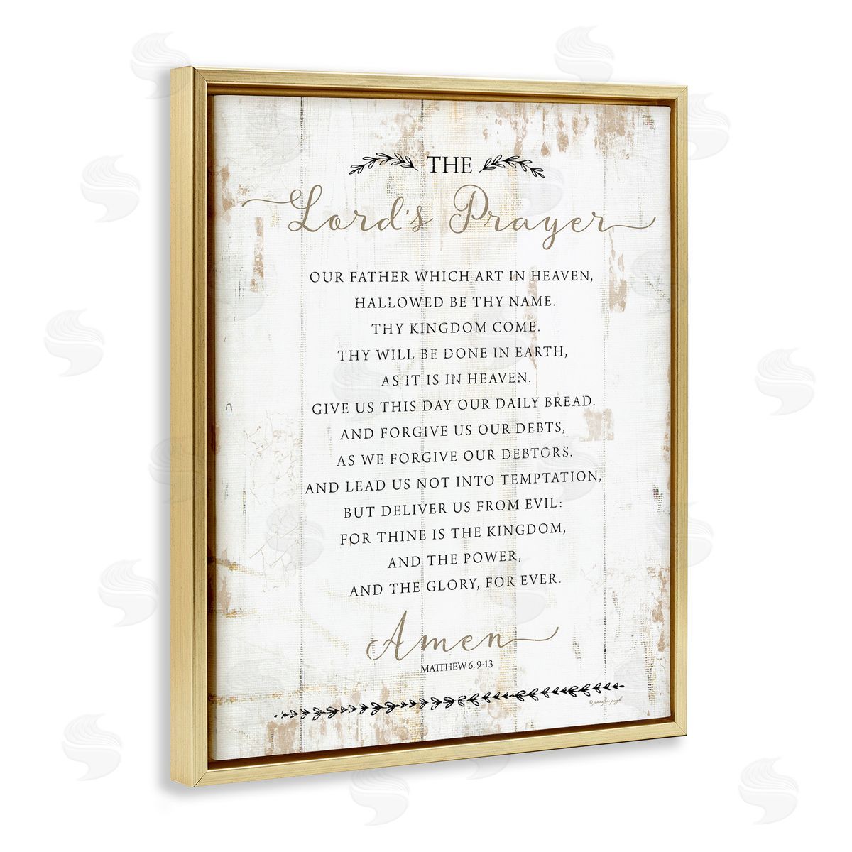 Our Father Rustic Prayer Gold Floating Frame Canvas Wall Art, Home Decor by Jennifer Pugh
