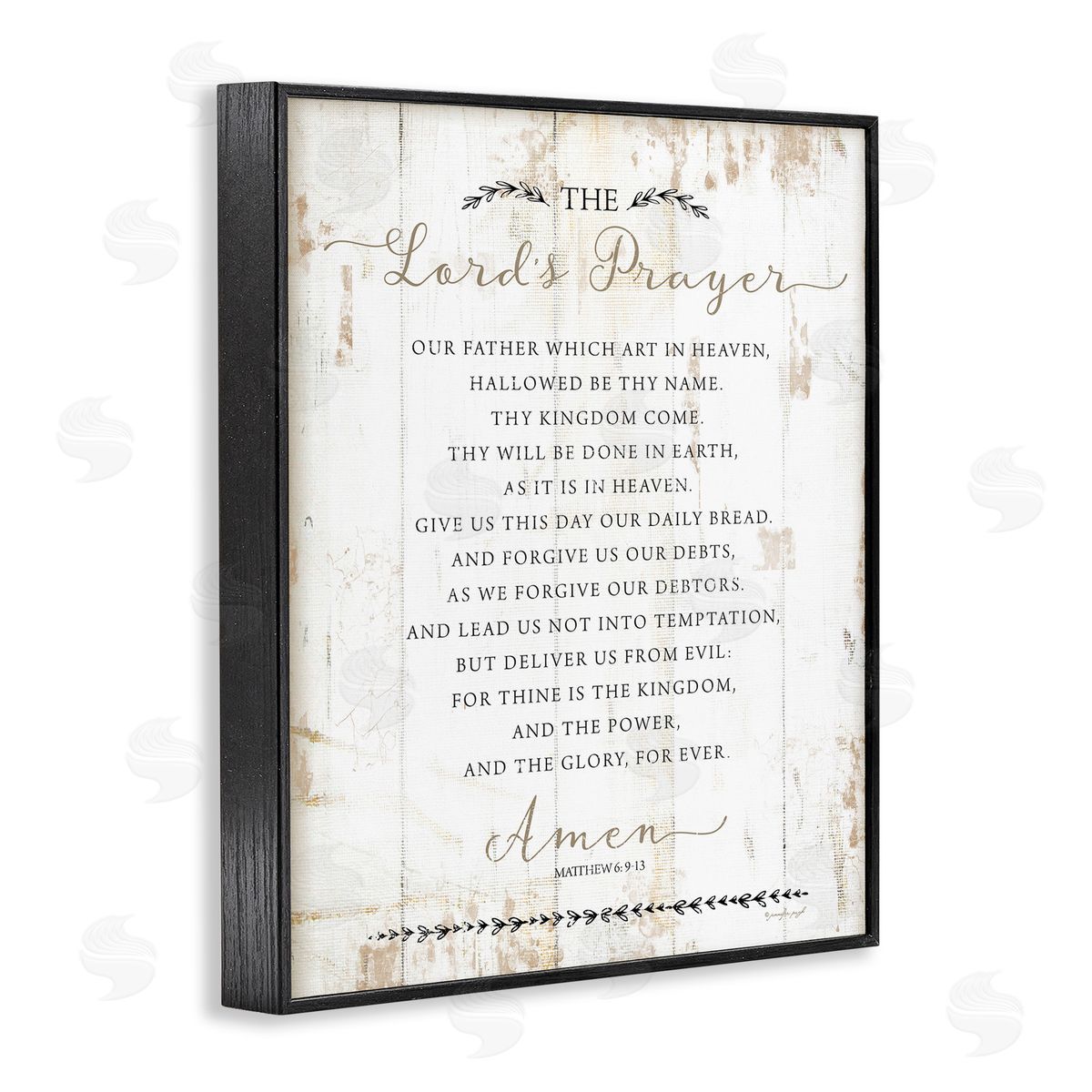 Our Father Rustic Prayer Black Frame Print Wall Art, Home Decor by Jennifer Pugh