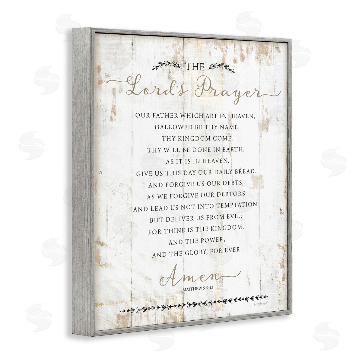 Our Father Rustic Prayer Grey Frame Print Wall Art, Home Decor by Jennifer Pugh