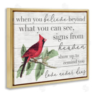 Stupell Studio | Love Never Dies Inspirational Cardinal