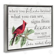 Stupell Studio | Love Never Dies Inspirational Cardinal