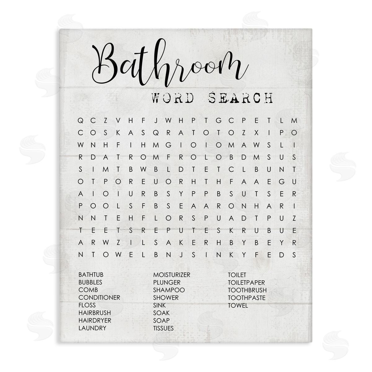 Bathroom Word Search Family Fun Canvas Wall Art, Home Decor by Stupell Studio
