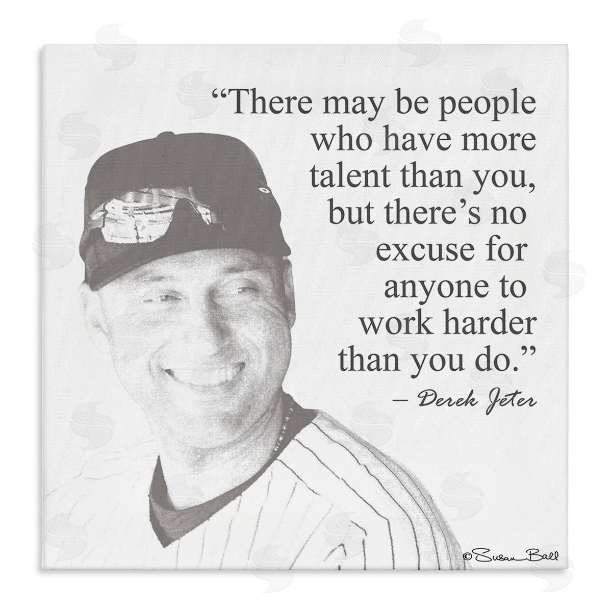 Work Hard Derek Jeter Quote Canvas Wall Art, Home Decor by Penny Lane Publishing