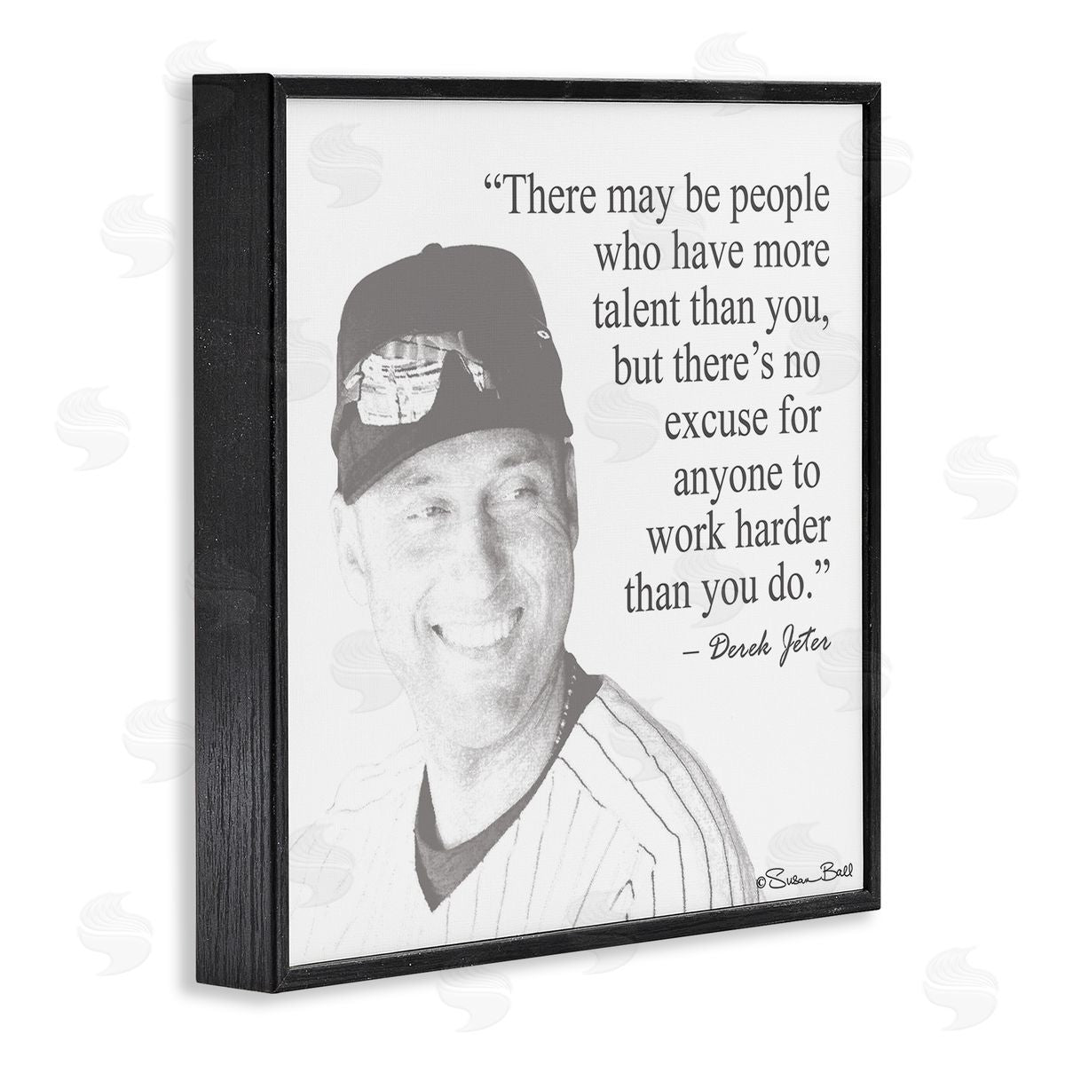 Work Hard Derek Jeter Quote Black Frame Print Wall Art, Home Decor by Penny Lane Publishing