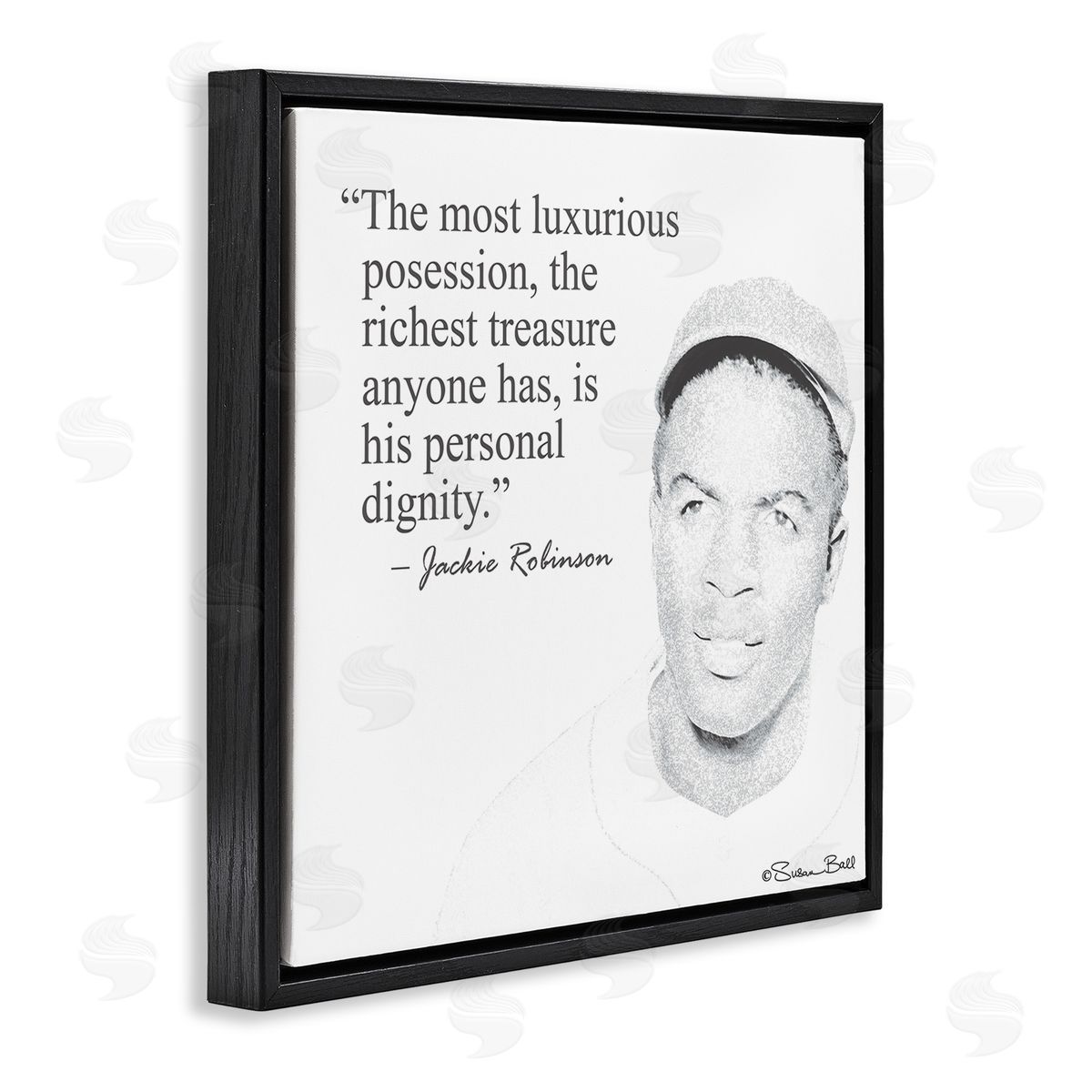 Personal Dignity Jackie Robinson Quote Black and White Black Floating Frame Canvas Wall Art, Home Decor by Penny Lane Publishing