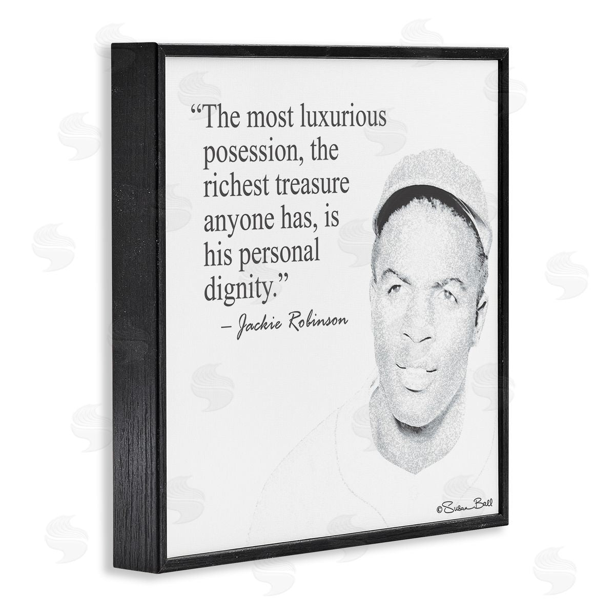 Personal Dignity Jackie Robinson Quote Black and White Black Frame Print Wall Art, Home Decor by Penny Lane Publishing