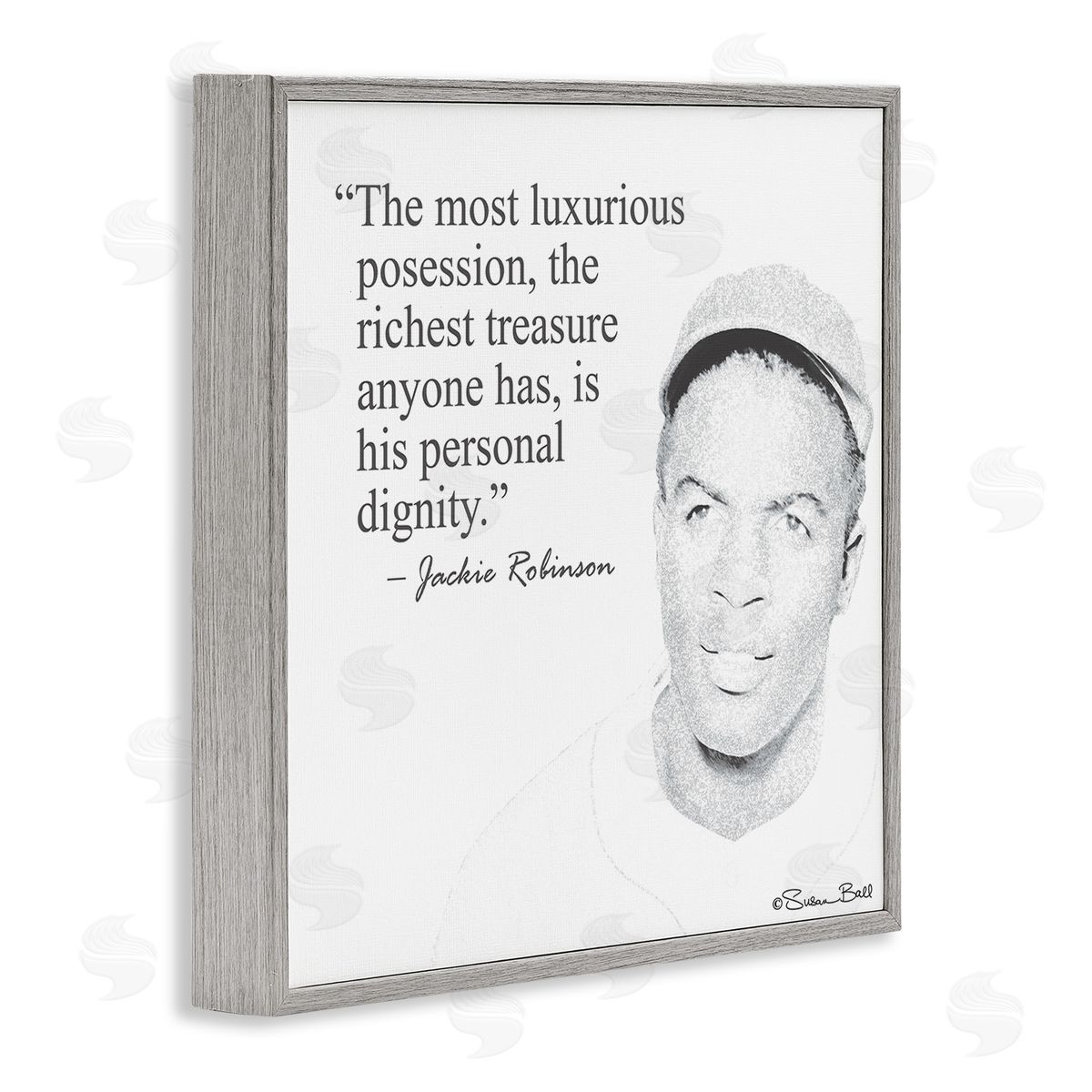 Personal Dignity Jackie Robinson Quote Black and White Grey Frame Print Wall Art, Home Decor by Penny Lane Publishing