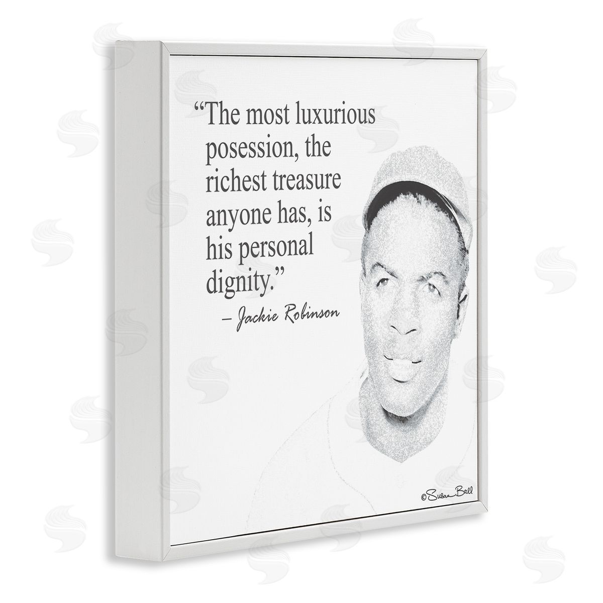 Personal Dignity Jackie Robinson Quote Black and White White Frame Print Wall Art, Home Decor by Penny Lane Publishing