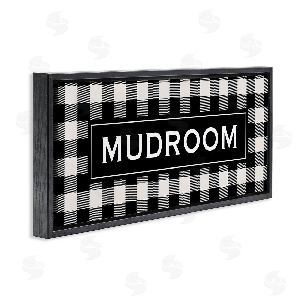Mudroom Classic New England Plaid Black Floating Frame Canvas Wall Art, Home Decor by Tammy Apple