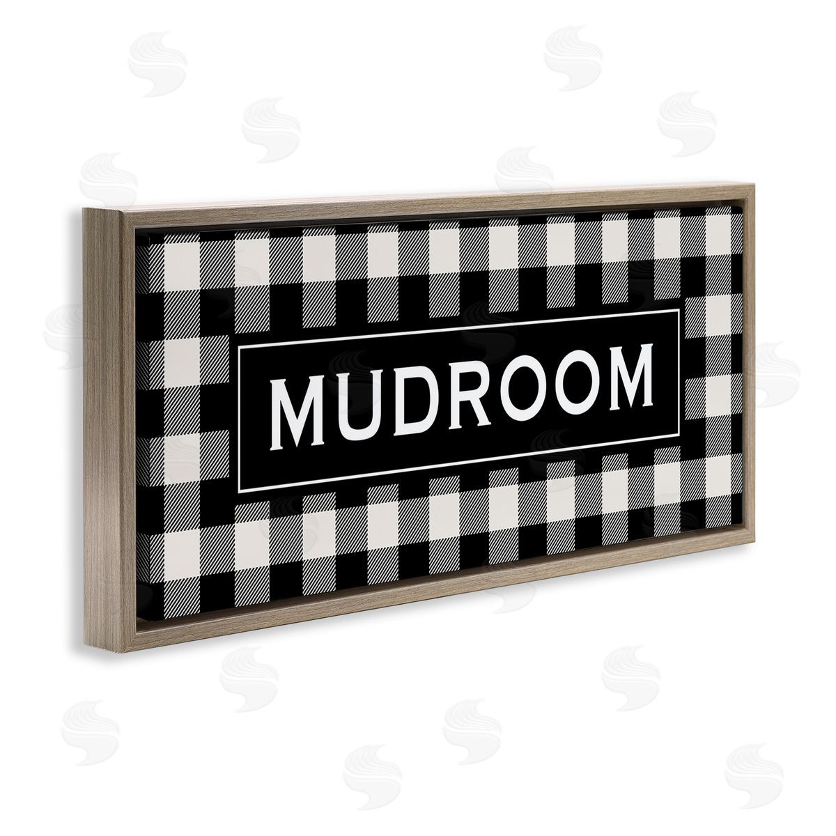 Mudroom Classic New England Plaid Brown Floating Frame Canvas Wall Art, Home Decor by Tammy Apple