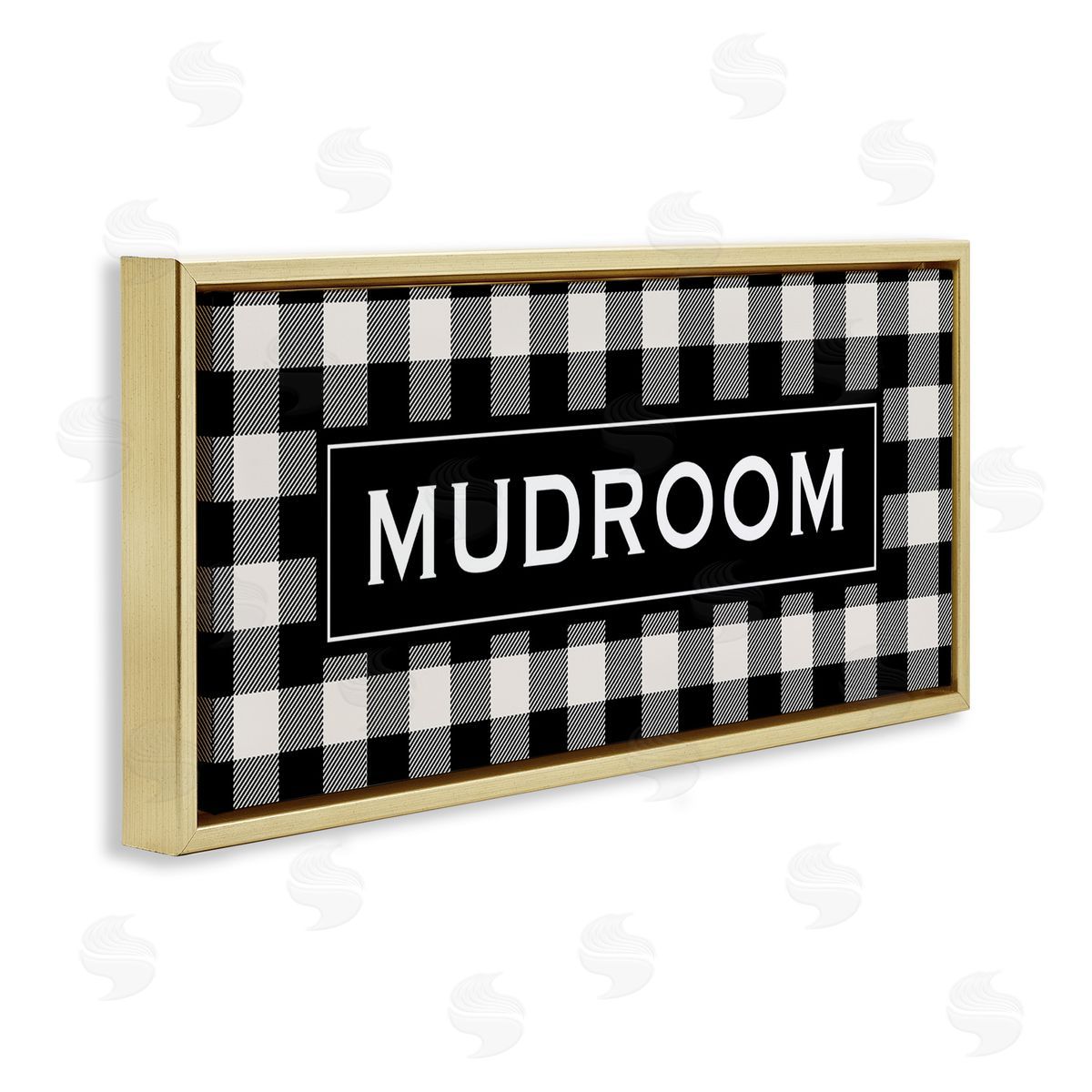 Mudroom Classic New England Plaid Gold Floating Frame Canvas Wall Art, Home Decor by Tammy Apple