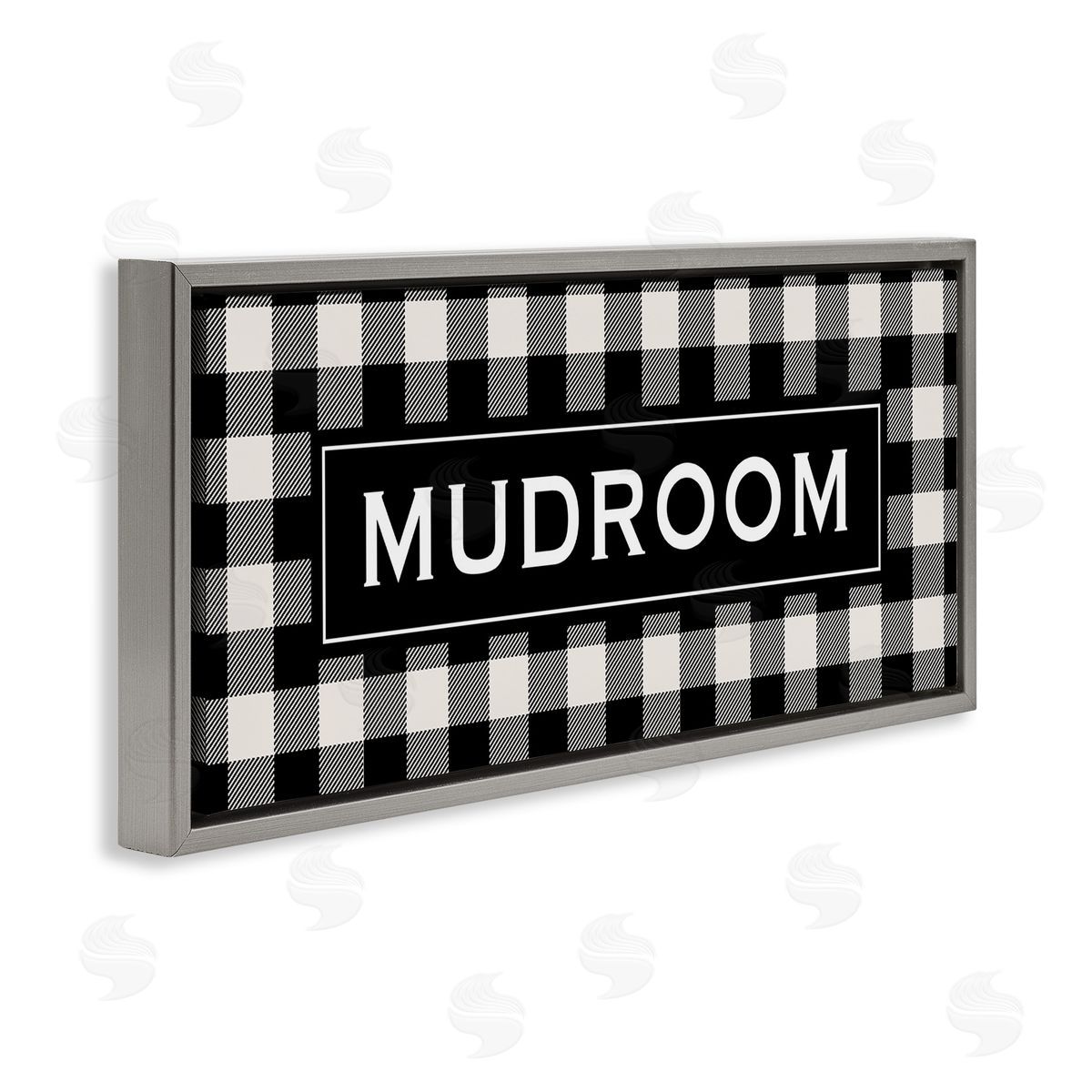 Mudroom Classic New England Plaid Grey Floating Frame Canvas Wall Art, Home Decor by Tammy Apple