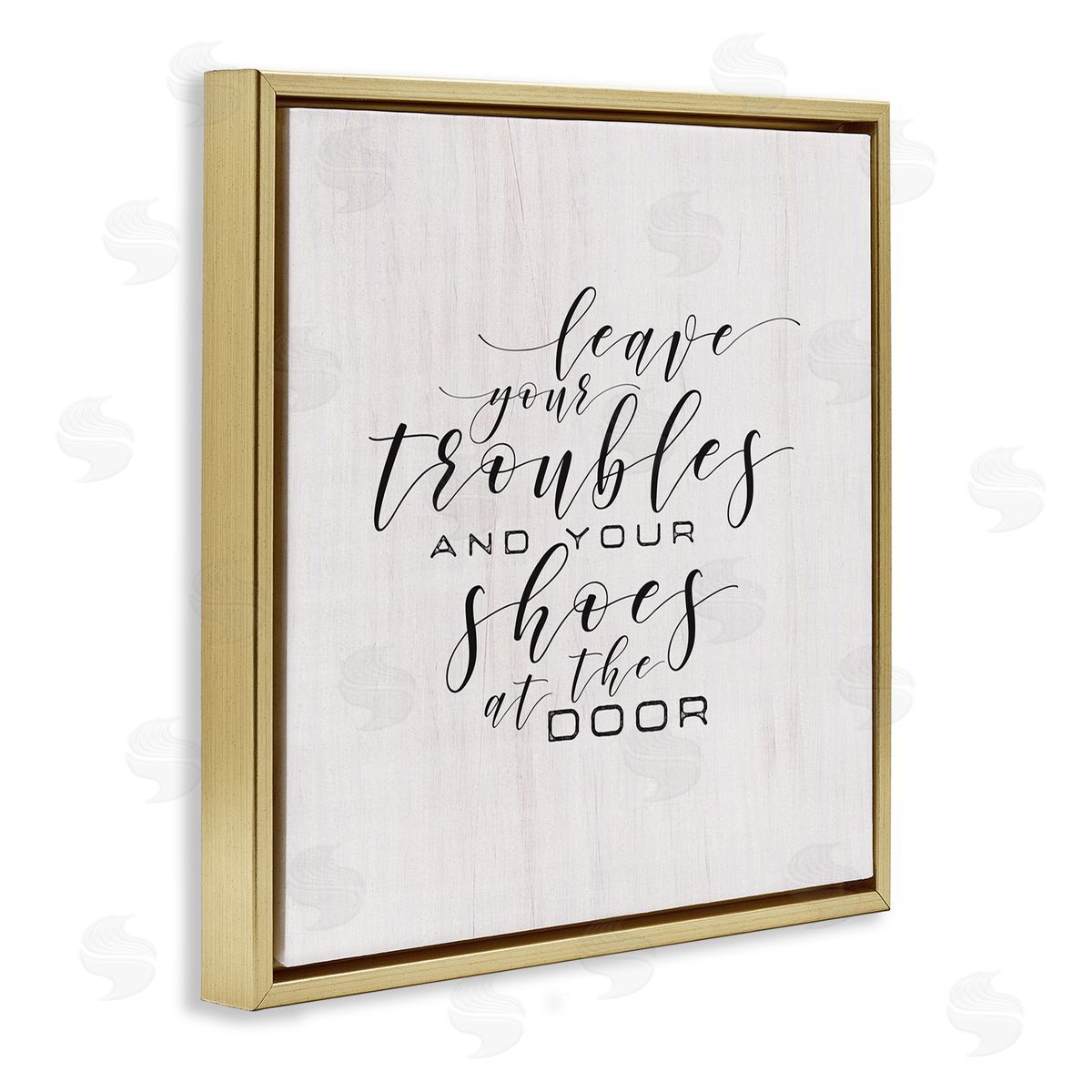 Troubles & Shoes at Door Gold Floating Frame Canvas Wall Art, Home Decor by Tammy Apple