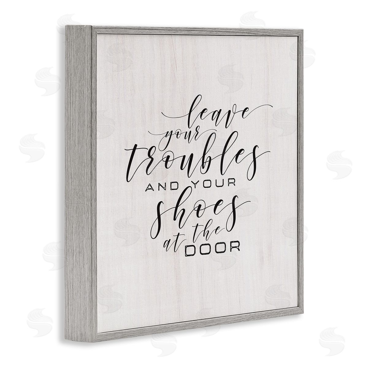 Troubles & Shoes at Door Grey Frame Print Wall Art, Home Decor by Tammy Apple