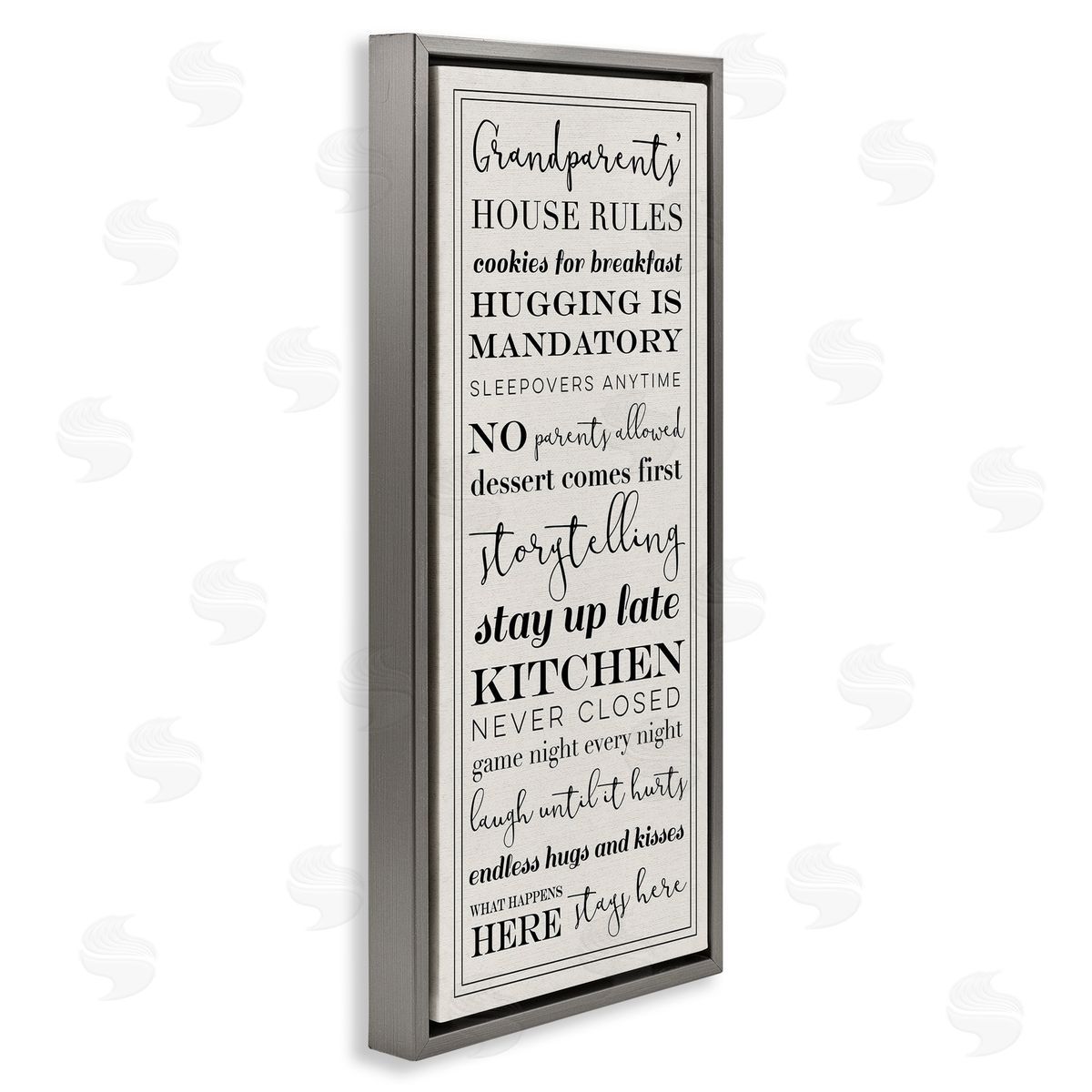 Grandparents House Rules Grey Floating Frame Canvas Wall Art, Home Decor by Stupell Studio