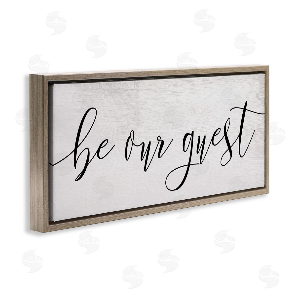 Be Our Guest Script Brown Floating Frame Canvas Wall Art, Home Decor by Stupell Studio