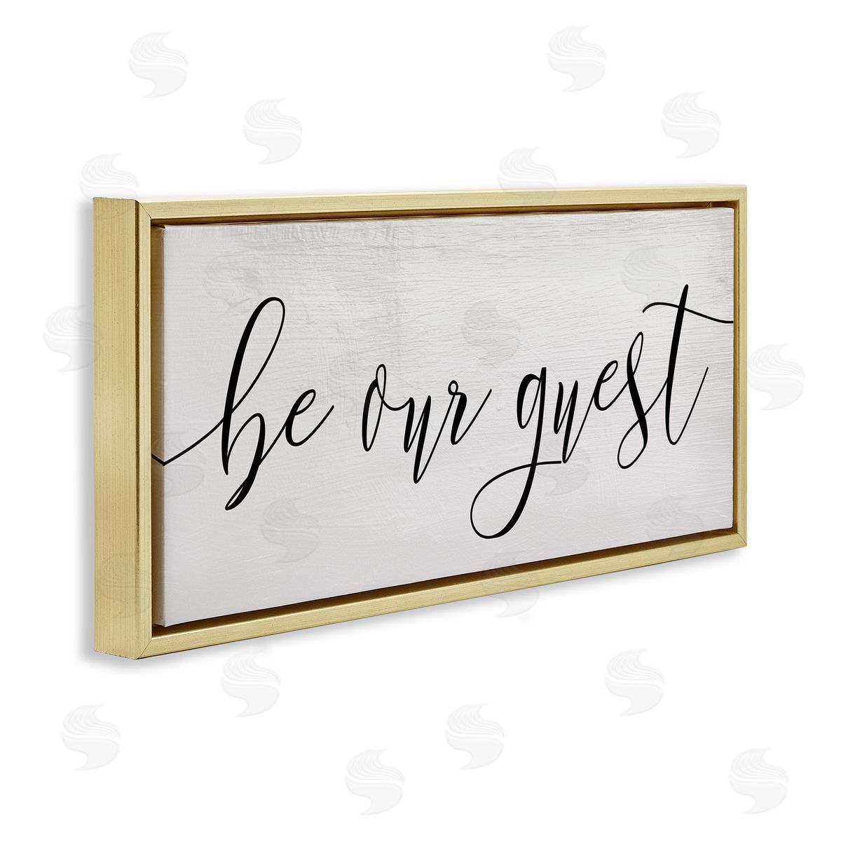 Be Our Guest Script Gold Floating Frame Canvas Wall Art, Home Decor by Stupell Studio