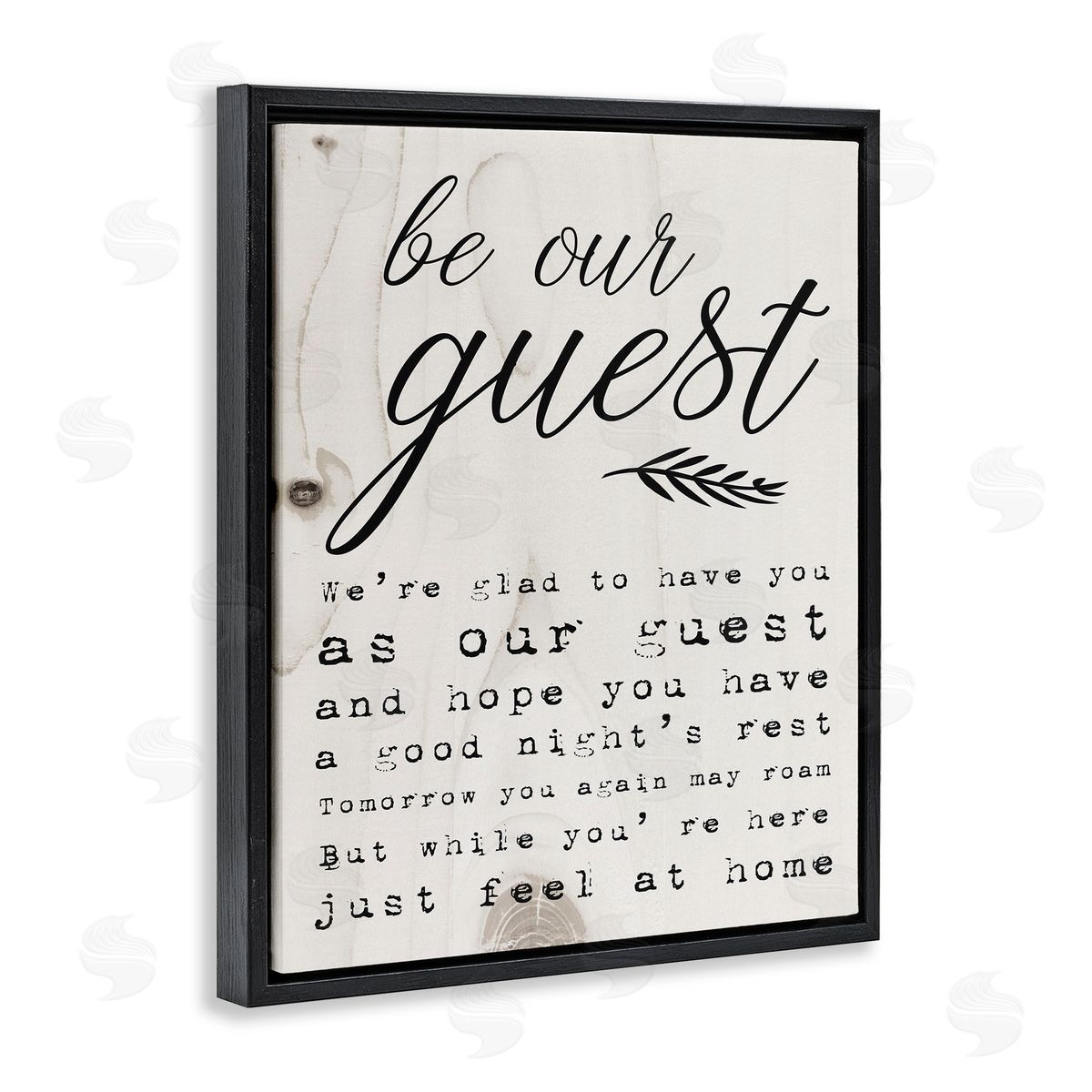 Be Our Guest Poem Cursive Black Floating Frame Canvas Wall Art, Home Decor by Stupell Studio