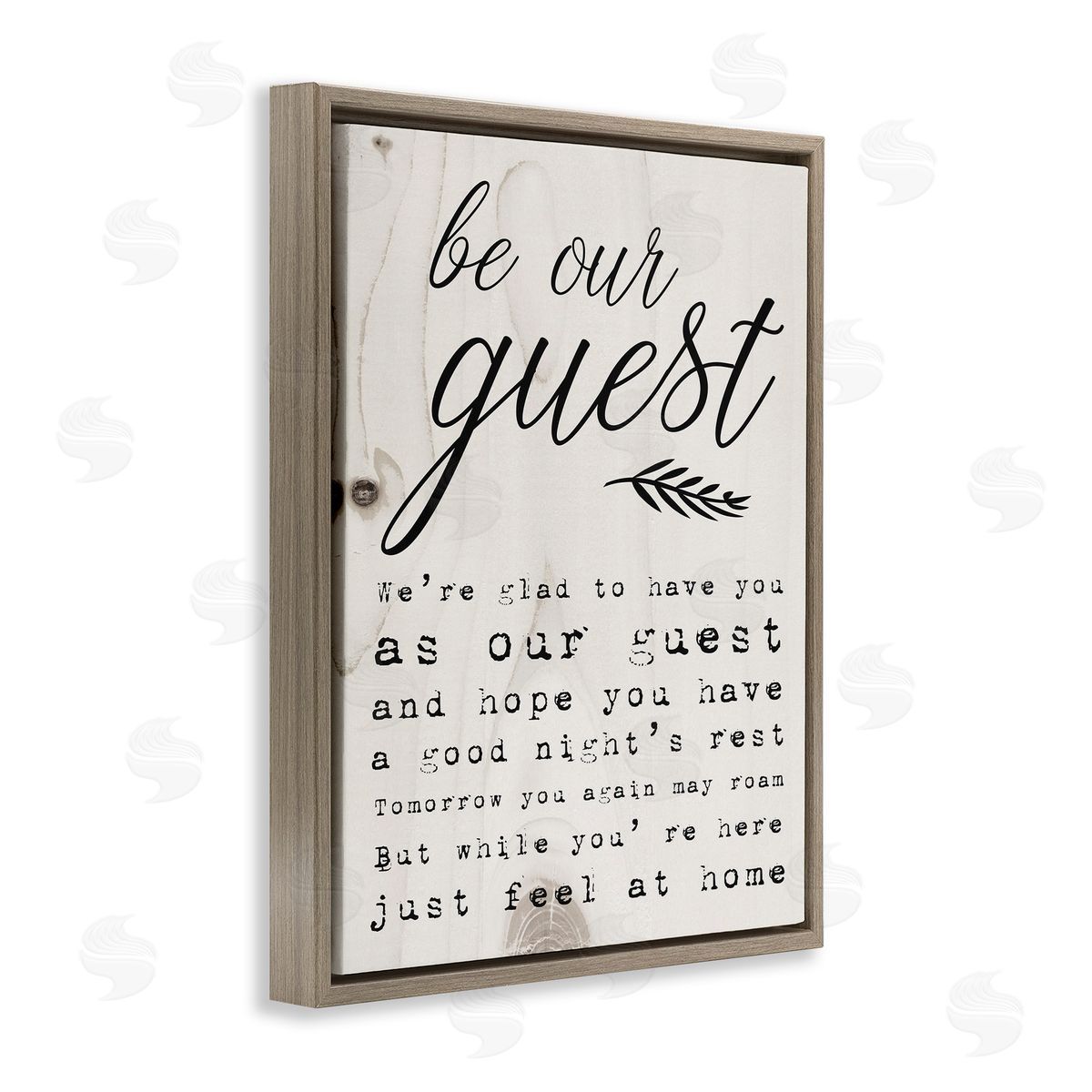 Be Our Guest Poem Cursive Brown Floating Frame Canvas Wall Art, Home Decor by Stupell Studio