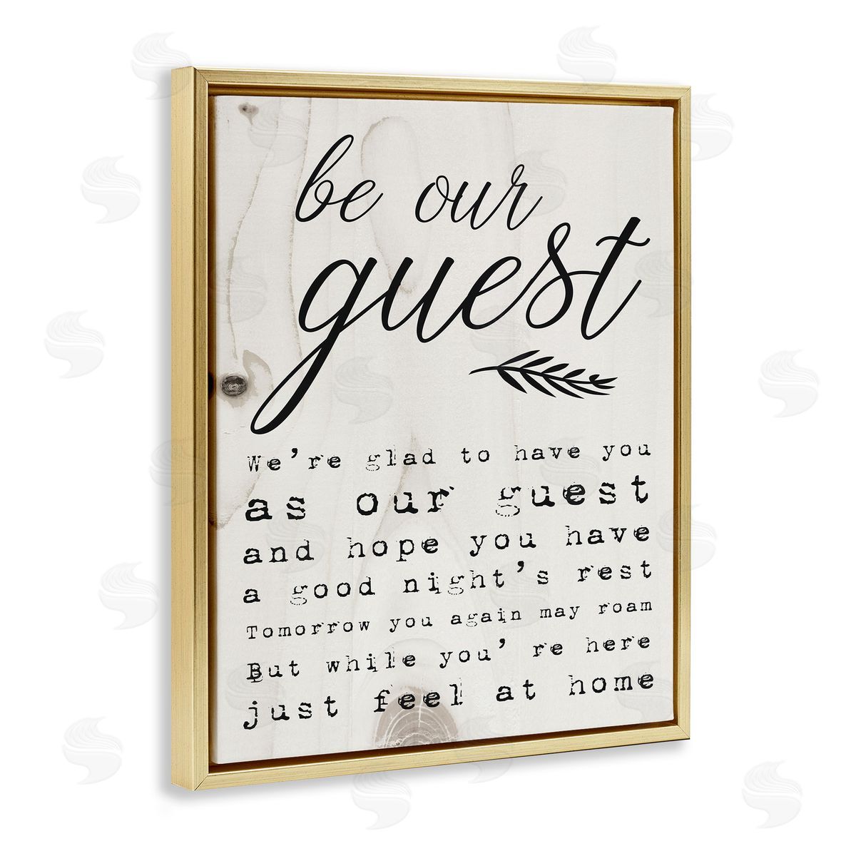 Be Our Guest Poem Cursive Gold Floating Frame Canvas Wall Art, Home Decor by Stupell Studio