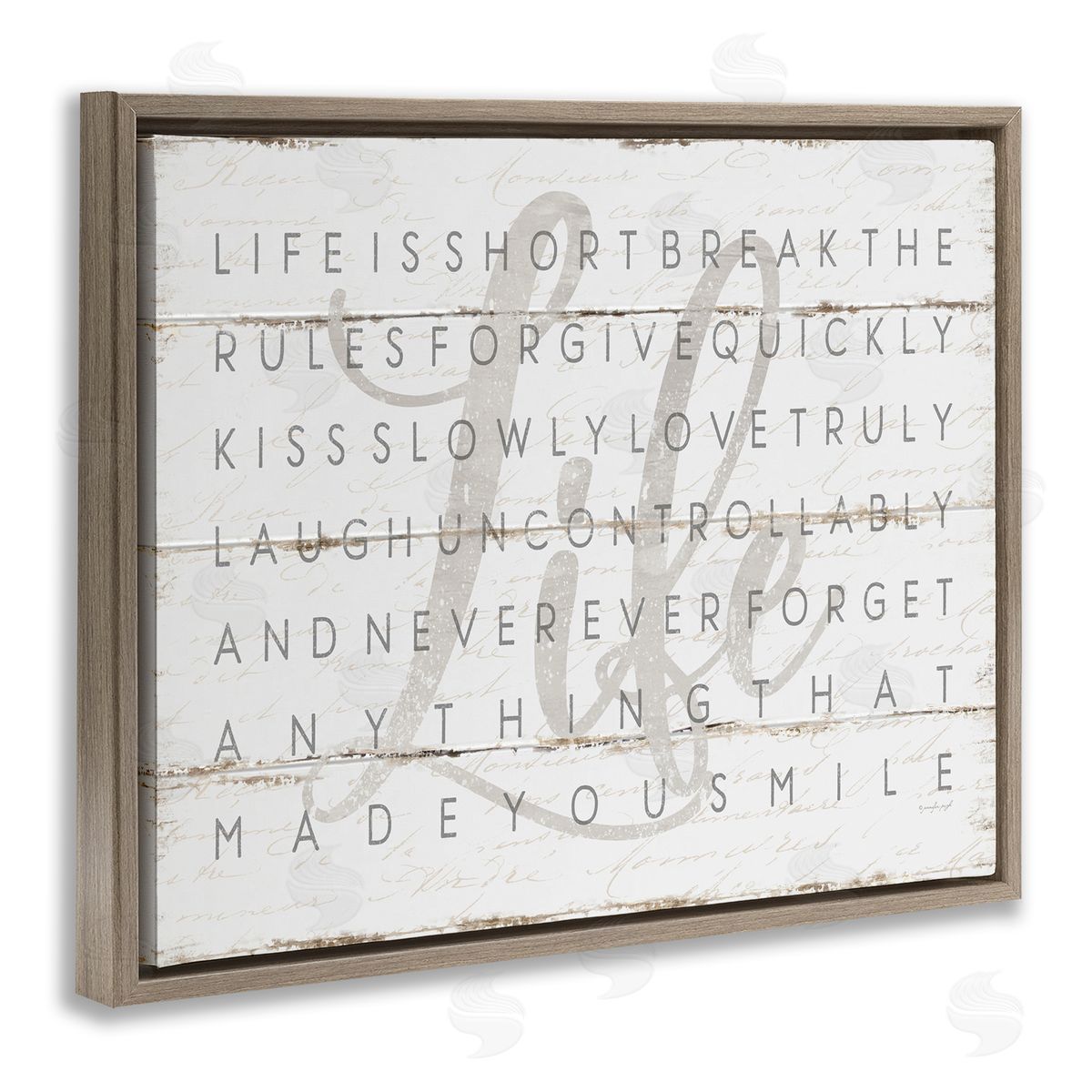 Life Is Short Sentiment Brown Floating Frame Canvas Wall Art, Home Decor by Jennifer Pugh