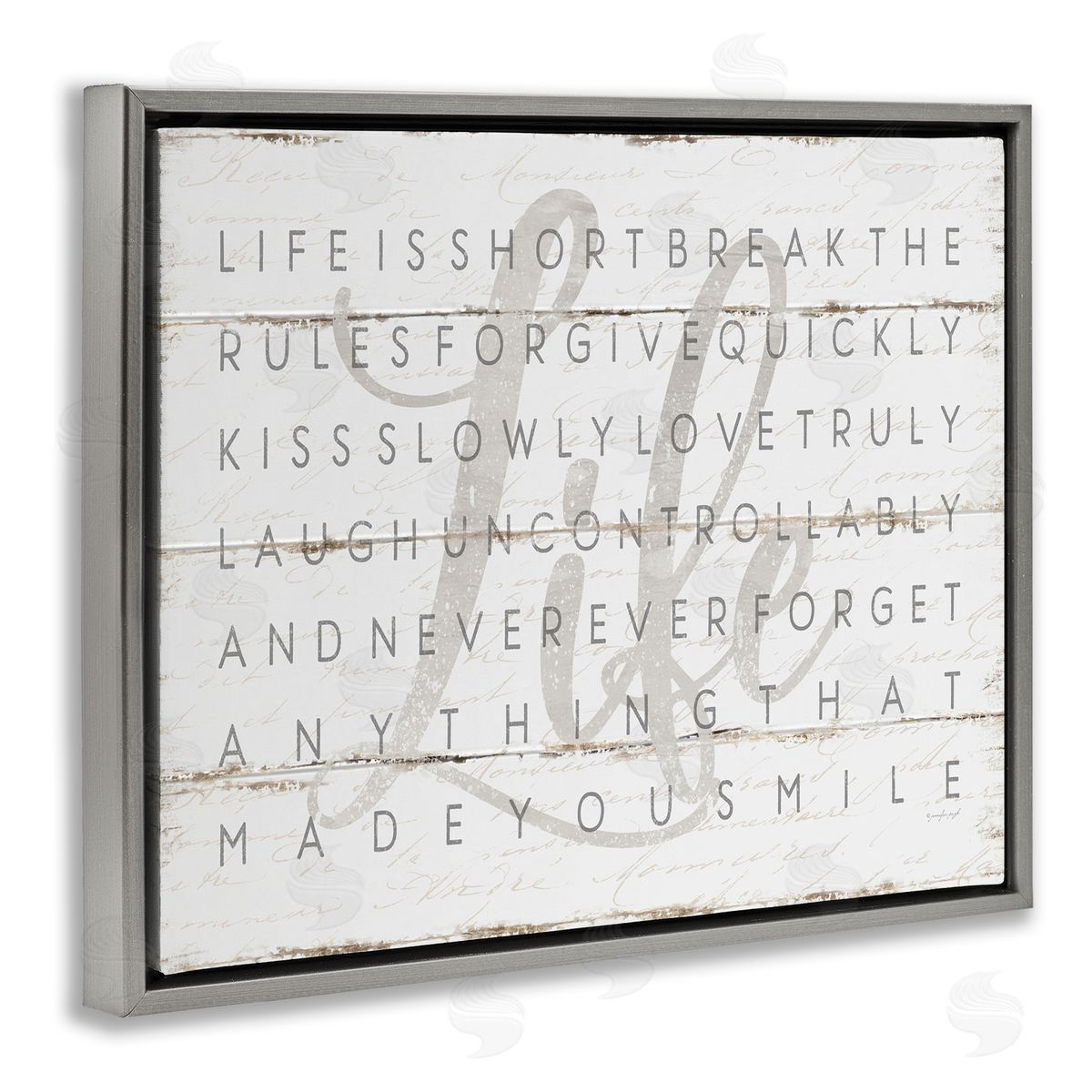 Life Is Short Sentiment Grey Floating Frame Canvas Wall Art, Home Decor by Jennifer Pugh