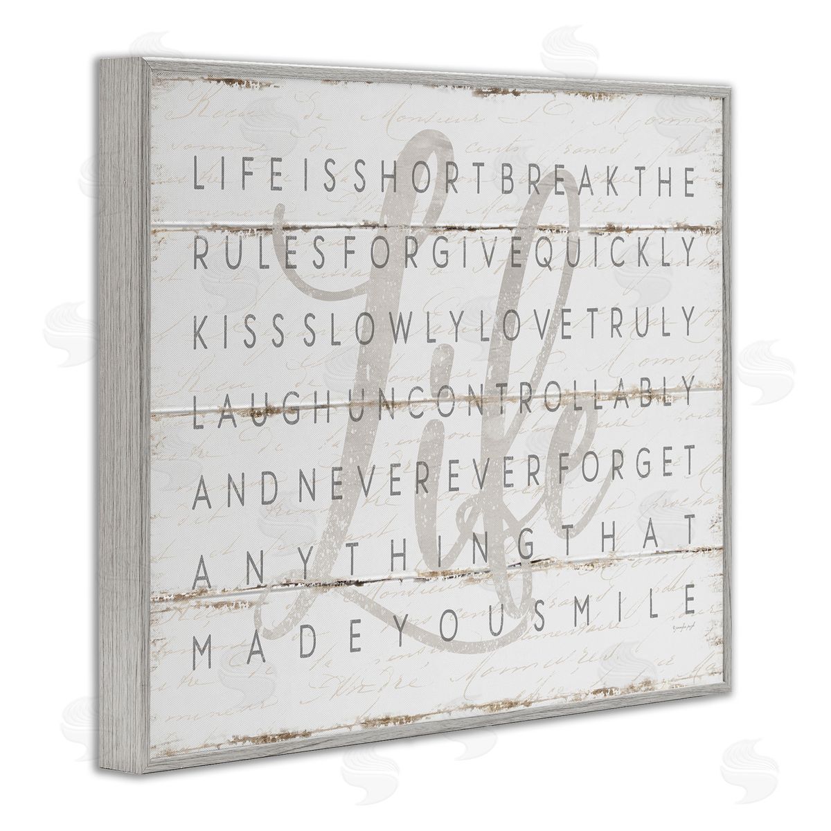 Life Is Short Sentiment Grey Frame Print Wall Art, Home Decor by Jennifer Pugh