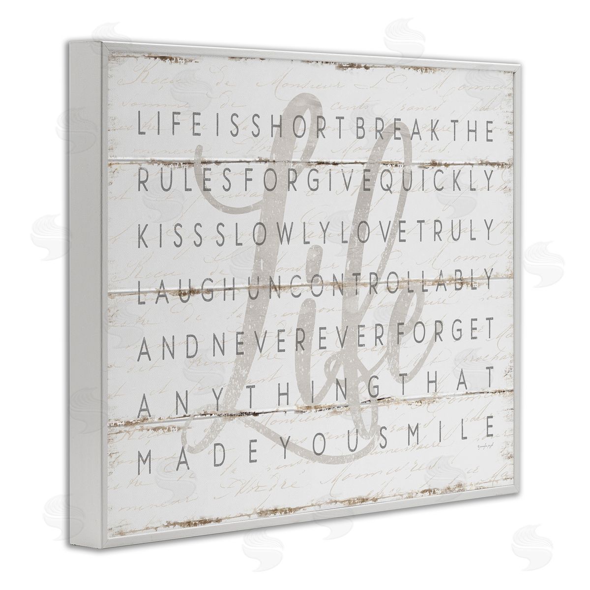 Life Is Short Sentiment White Frame Print Wall Art, Home Decor by Jennifer Pugh