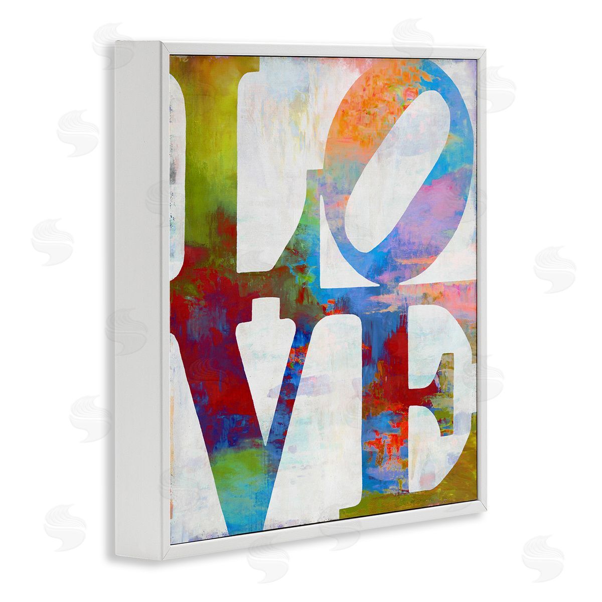 Love Rainbow Background Typography White Frame Print Wall Art, Home Decor by Jamie MacDowell