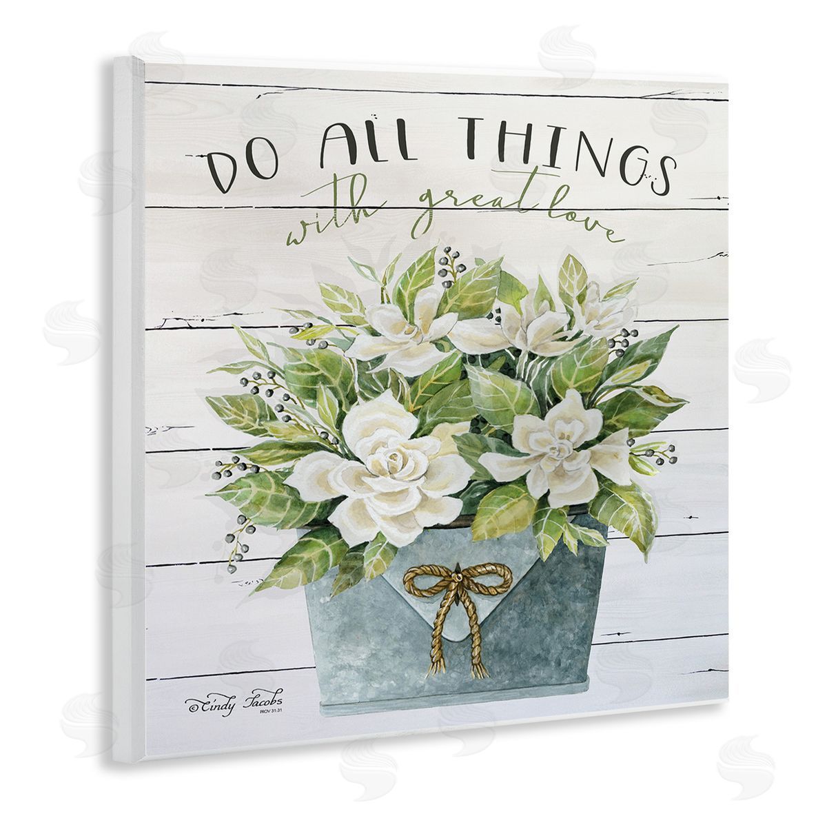 All Things With Love Floral Magnolia Wood Plaque Wall Art, Home Decor by Cindy Jacobs