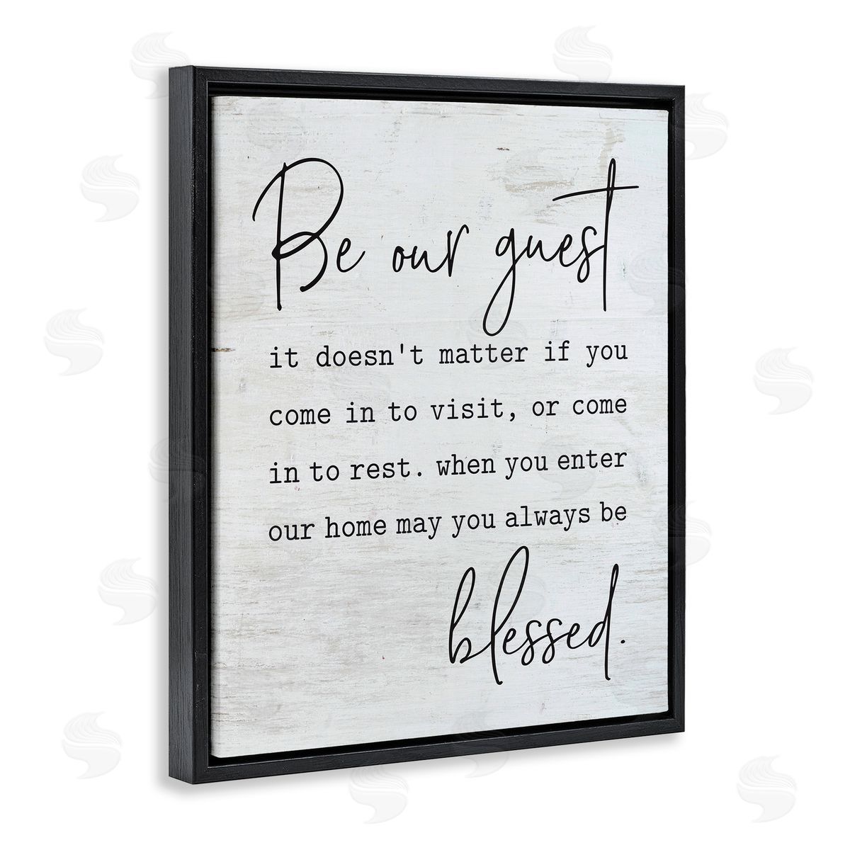 Be Our Guest Family Welcome Black Floating Frame Canvas Wall Art, Home Decor by Lettered and Lined