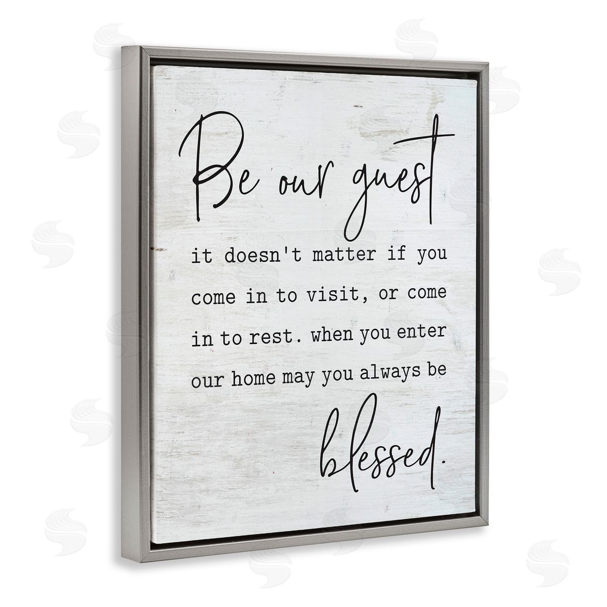 Be Our Guest Family Welcome Grey Floating Frame Canvas Wall Art, Home Decor by Lettered and Lined