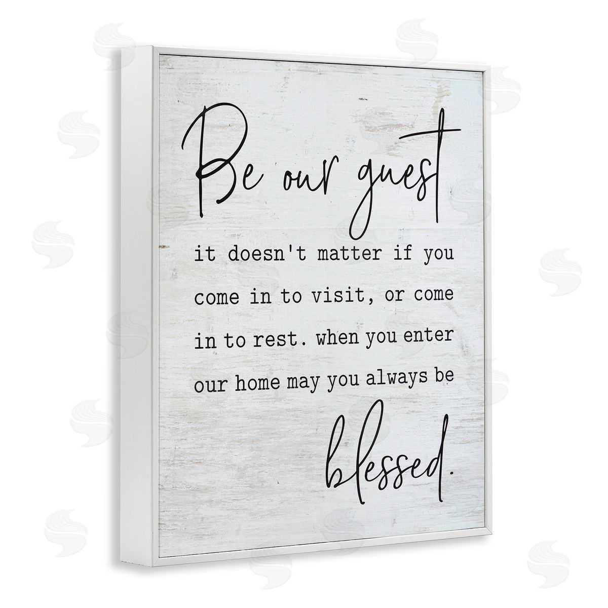 Be Our Guest Family Welcome White Frame Print Wall Art, Home Decor by Lettered and Lined