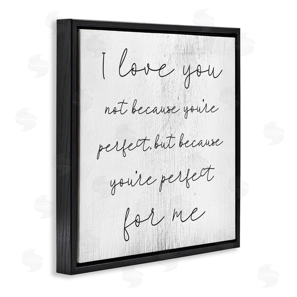 Love Not Perfect Inspirational Romance Black Floating Frame Canvas Wall Art, Home Decor by Stupell Studio
