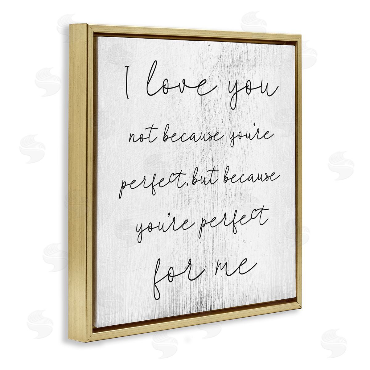 Love Not Perfect Inspirational Romance Gold Floating Frame Canvas Wall Art, Home Decor by Stupell Studio