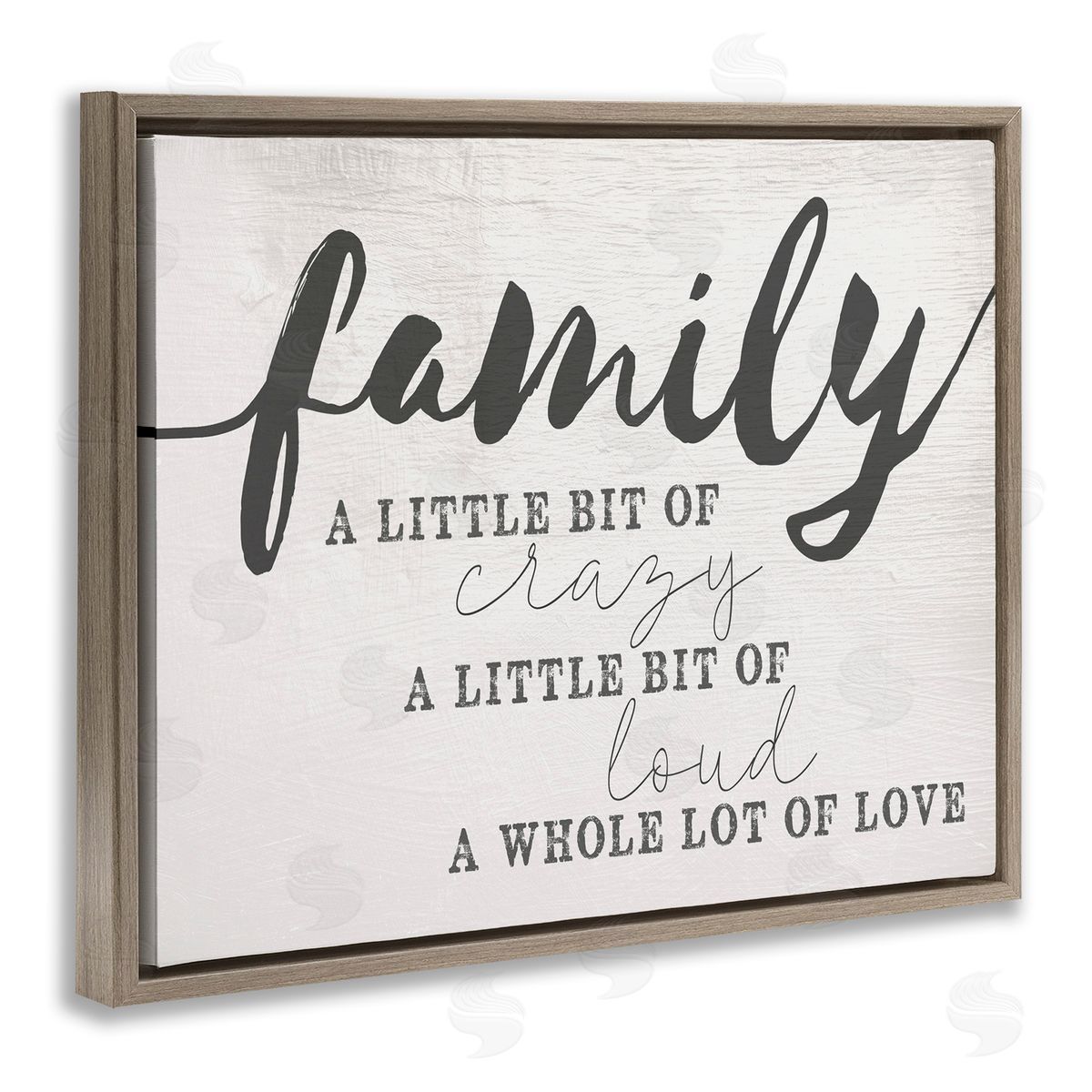 Family Crazy Loud Love Design Brown Floating Frame Canvas Wall Art, Home Decor by Stupell Studio