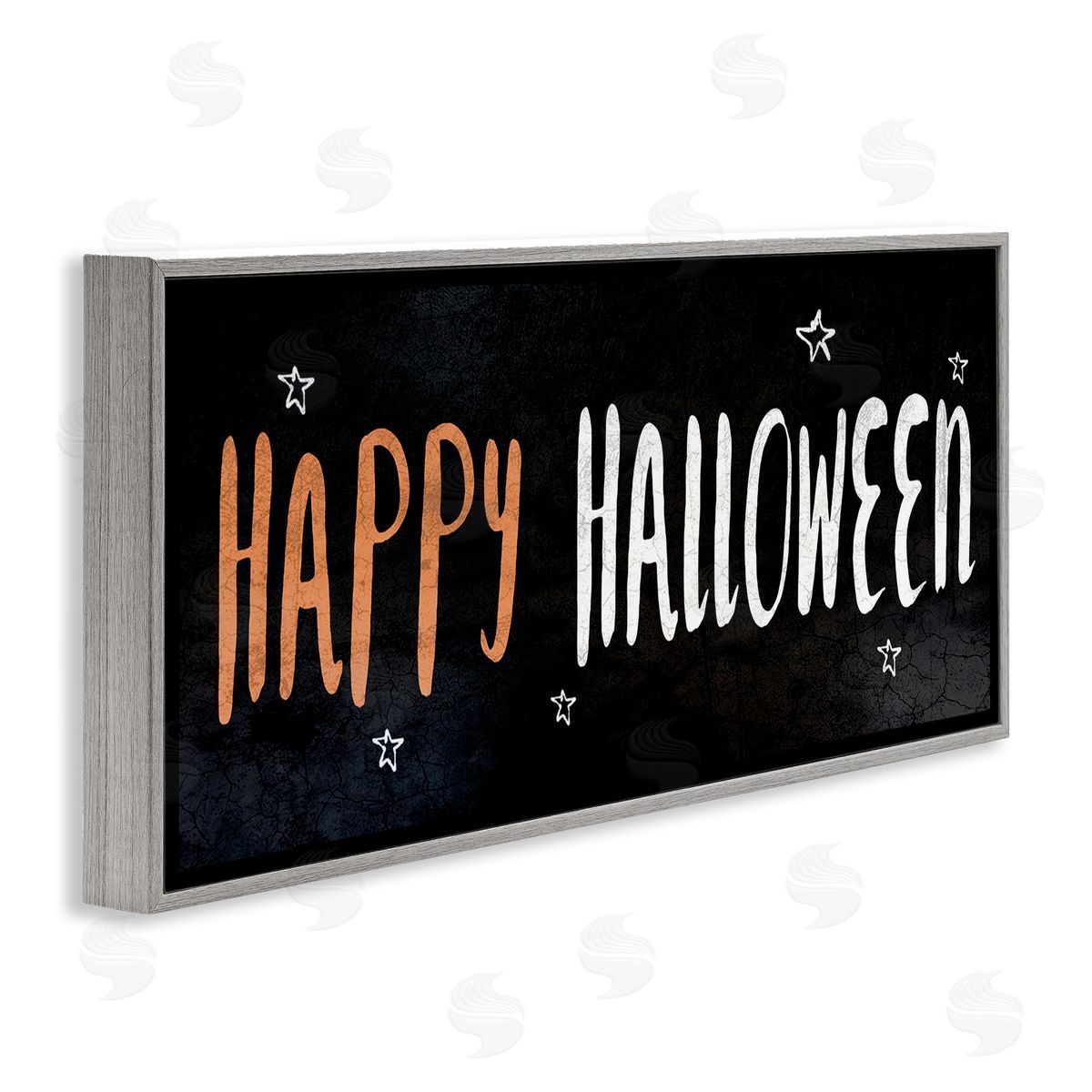 Happy Halloween Spooky Stars Grey Frame Print Wall Art, Home Decor by Stupell Studio