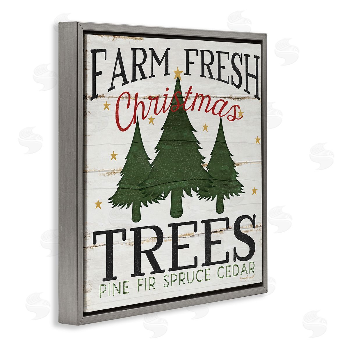 Farm Fresh Christmas Trees Grey Floating Frame Canvas Wall Art, Home Decor by Jennifer Pugh