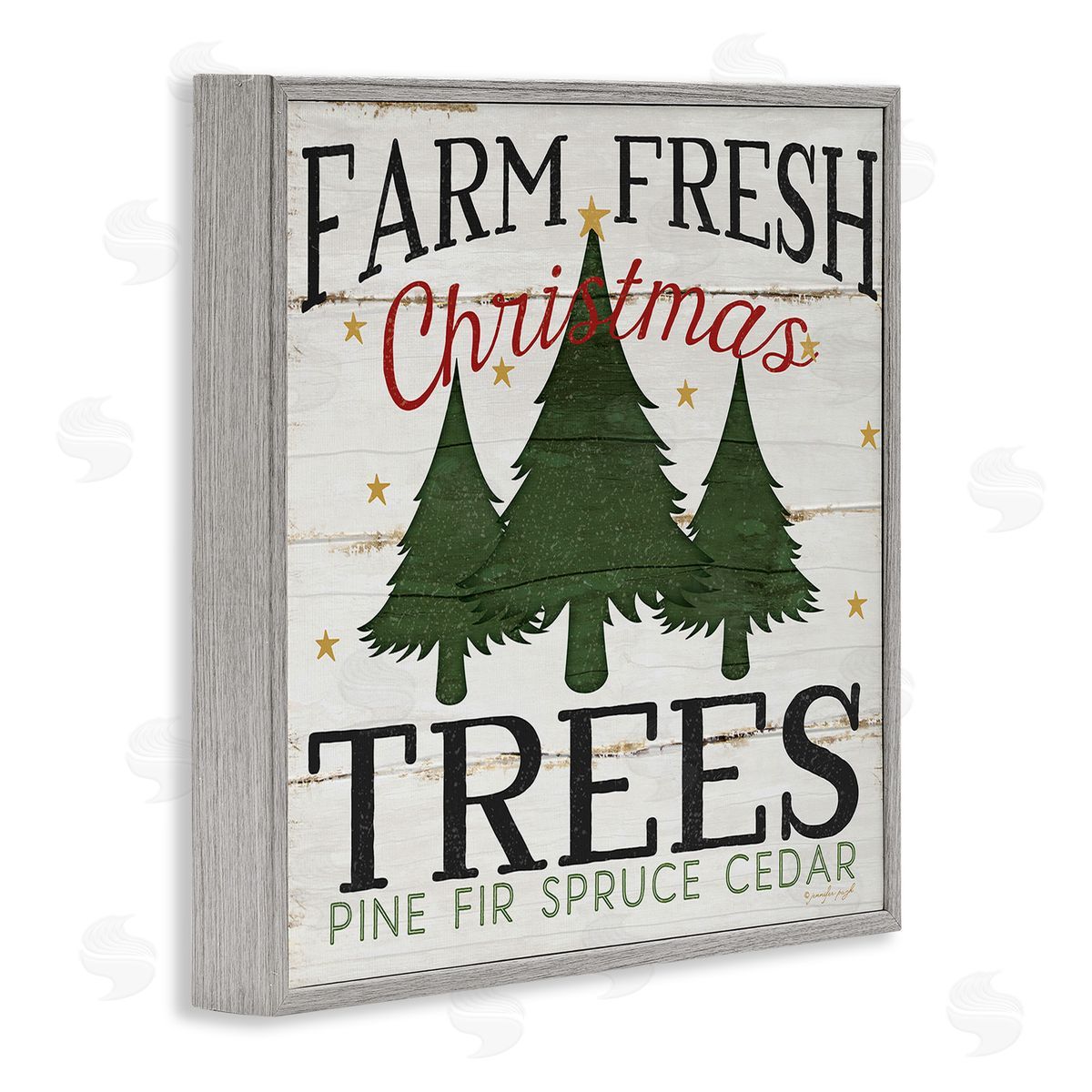 Farm Fresh Christmas Trees Grey Frame Print Wall Art, Home Decor by Jennifer Pugh