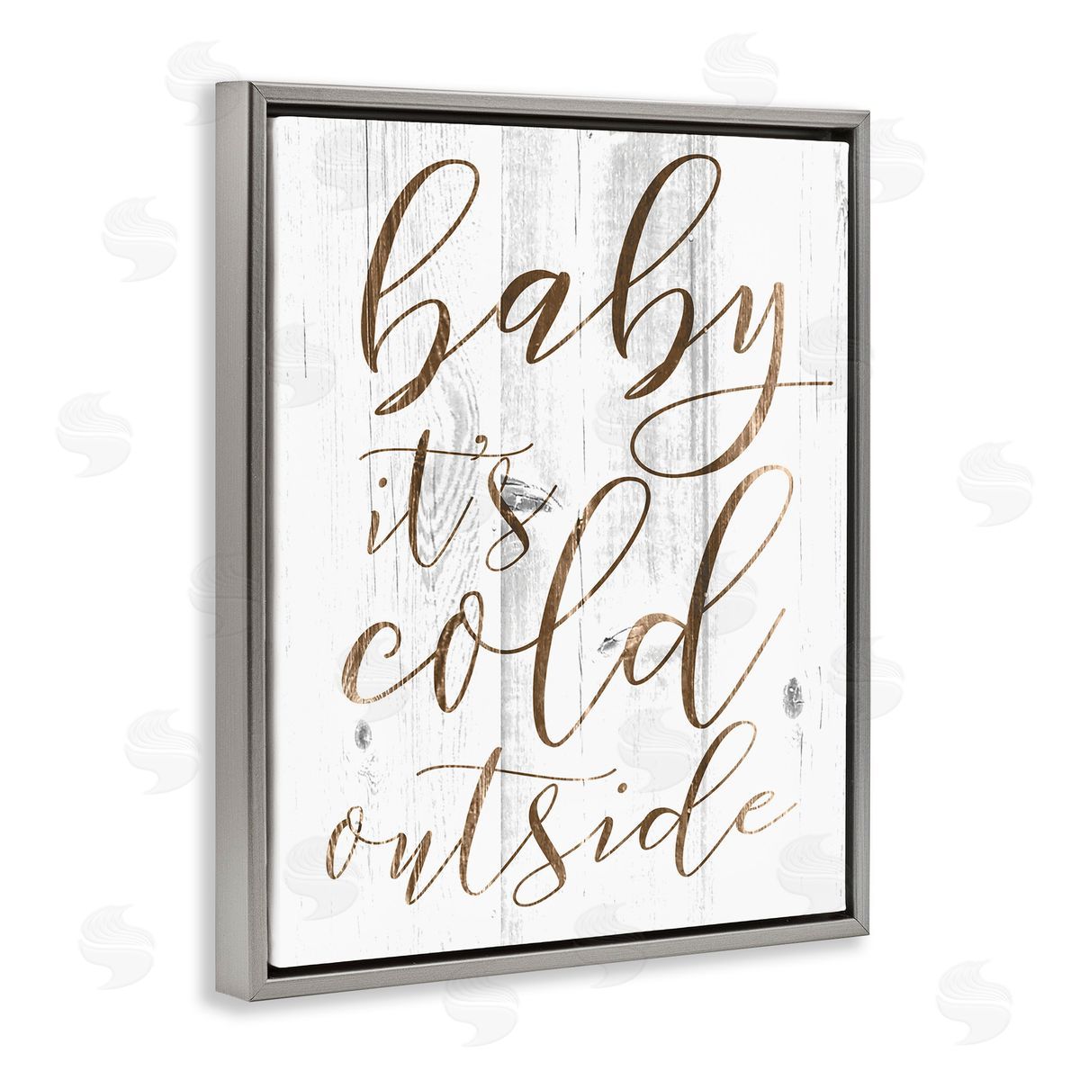 Baby Its Cold Outside Cursive Grey Floating Frame Canvas Wall Art, Home Decor by Stupell Studio