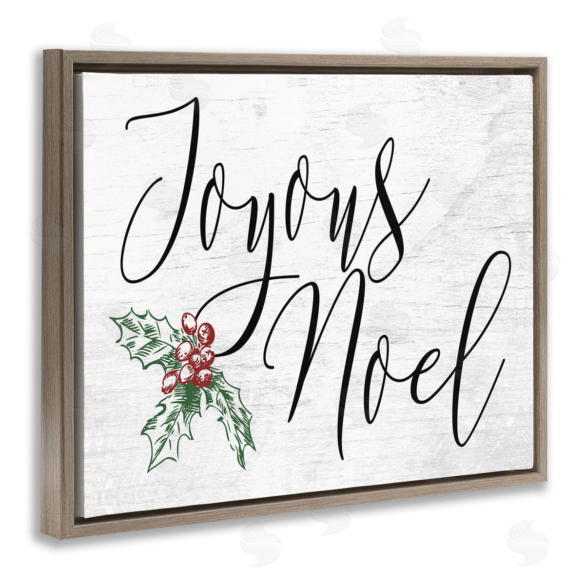 Joyous Noel Christmas Botanicals Brown Floating Frame Canvas Wall Art, Home Decor by Stupell Studio