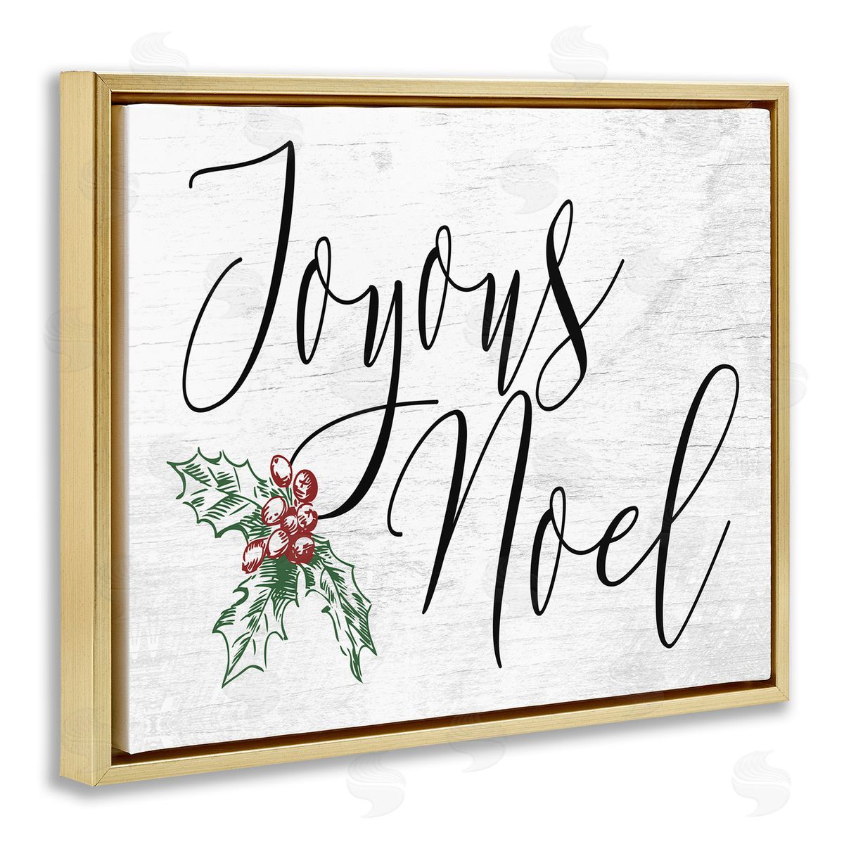 Joyous Noel Christmas Botanicals Gold Floating Frame Canvas Wall Art, Home Decor by Stupell Studio