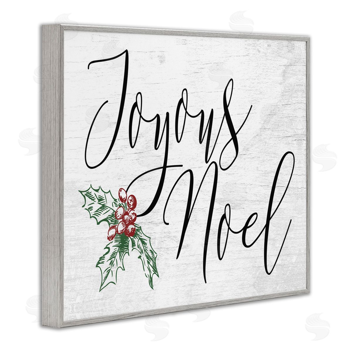 Joyous Noel Christmas Botanicals Grey Frame Print Wall Art, Home Decor by Stupell Studio