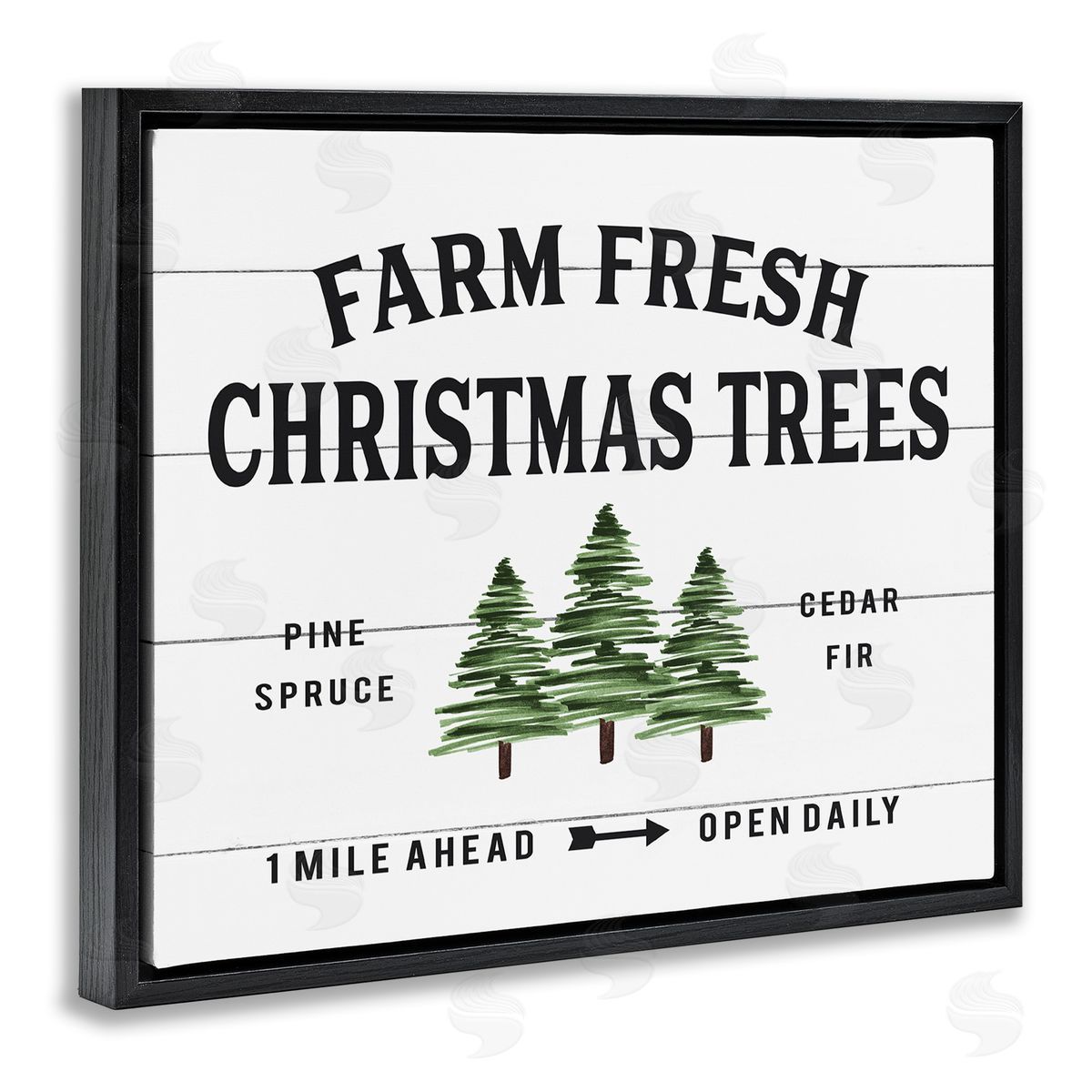 White Farmhouse Christmas Tree Sign Black Floating Frame Canvas Wall Art, Home Decor by Lettered and Lined