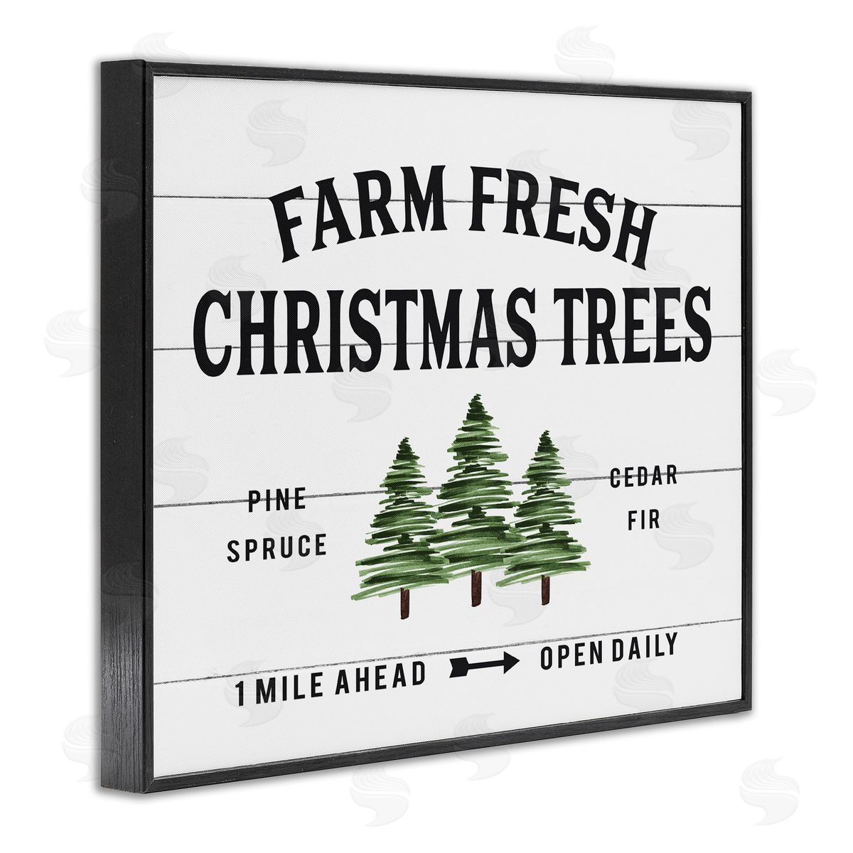 White Farmhouse Christmas Tree Sign Black Frame Print Wall Art, Home Decor by Lettered and Lined