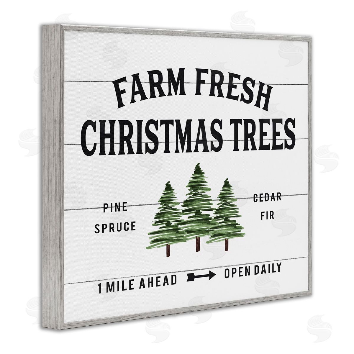 White Farmhouse Christmas Tree Sign Grey Frame Print Wall Art, Home Decor by Lettered and Lined
