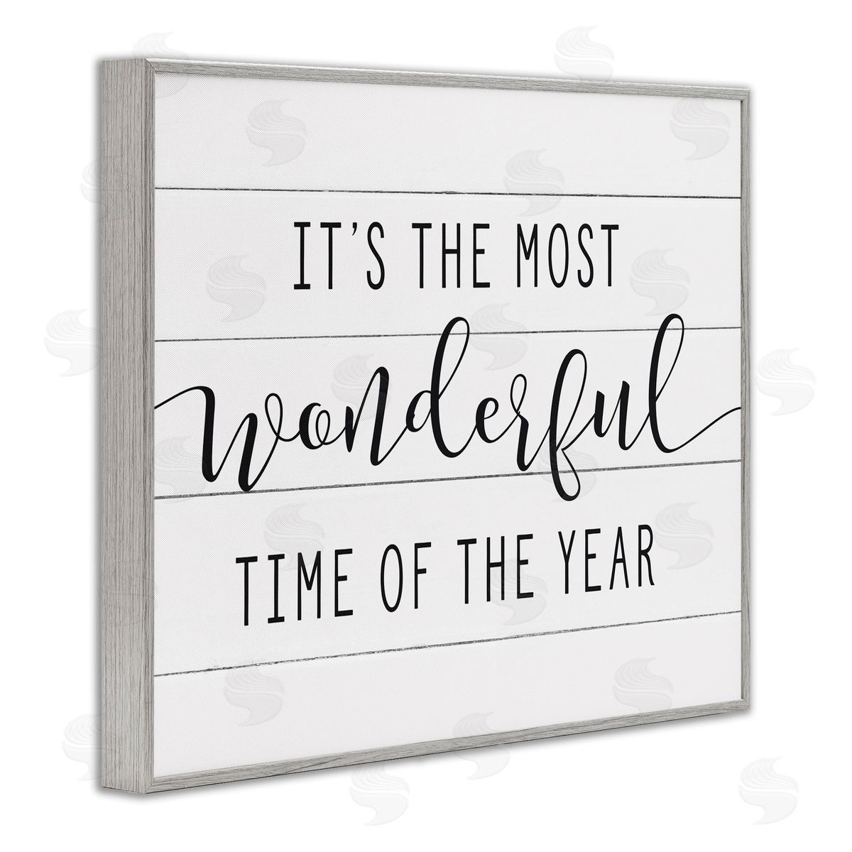 Most Wonderful Time Rustic Chic Grey Frame Print Wall Art, Home Decor by Lettered and Lined