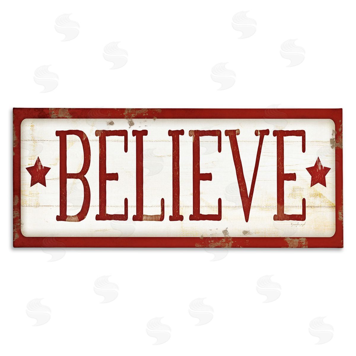 Believe Red Christmas Phrase Canvas Wall Art, Home Decor by Jennifer Pugh